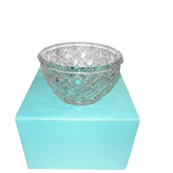 Tiffany & Co Bamboo 9" Dia. Crystal BOWL, Original Box German Made Vintage - Picture 2 of 4